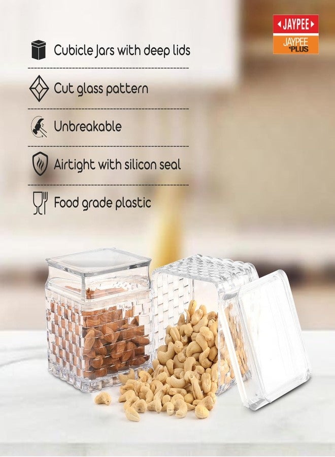 جايبي بلس مجموعة جاي بي بلس كريستا 2 من علب الفواكه المجففة محكمة الإغلاق مع صينية | تصميم فريد، علبة طعام جافة بلاستيكية شفافة مانعة للتسرب | عبوة هدايا ديوالي | 500 مل، شفافة - Image 3